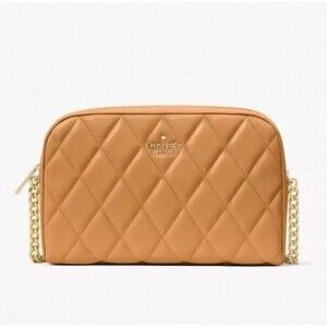 NWT Kate Spade Carey Quilted Mini Camera Crossbody Bag in Tiramisu Mousse Tan